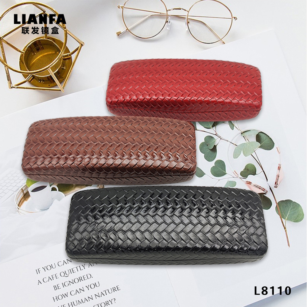 Large woven pattern square glasses case