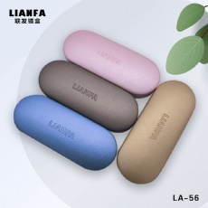 Champagne-colored round glasses case